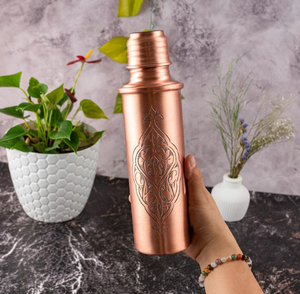 Bouteille d'eau en cuivre pur, motif lotus, sans joint, pour yoga et activités de plein air – Vente chaude - Product Image 6