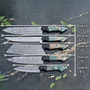 Custom Handmade Five-Piece Chef <b>Set</b> Ambidextrous Straight Edge <b>Sharp</b> Blades 33-Layer Damascus Steel 3.9in Durable Resin Handle - Product Image 6