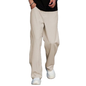 Men's Trending Modern Straight Fit Beige Wide Leg Denim Jeans Eco Friendly Breathable Pant Street Style Fashion Jeans Size 26-40 - Product Image 1