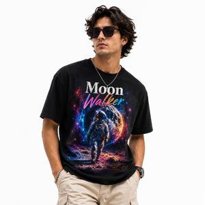 Camiseta de Manga Larga con Estampado de Astronauta Moon Walker para Hombre, Color Personalizado, Cuello Redondo, Corte Regular, Informal, 100% Algodón Jersey Terry - Product Image 2