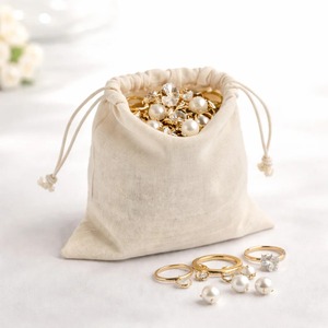 Top Demanded 100% Natural 4x5 Inch Cotton <b>Drawstring</b> <b>Bags</b> for Jewelry or Cosmetics and Travel Storage Use for Wholesale Supply - Product Image 1