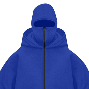 Vente en gros économique : Cagoule Masque intégral pour homme, 100% Coton, Hiver, Streetwear, à épaules tombantes, double couche, avec fermeture éclair - Product Image 6