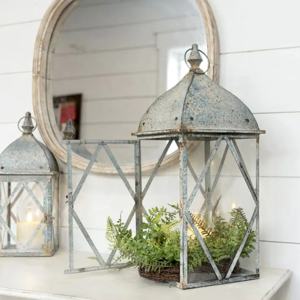 <b>Black</b> Metal <b>Lantern</b> Set with Glass Panels and White Candles for Outdoor Use Durable Tall Design - Product Image 5