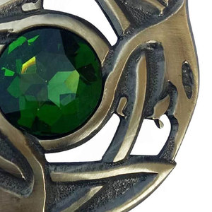 Broche celtique écossaise motif écossais avec pierre verte, finition antique, 3,25 pouces - Product Image 4