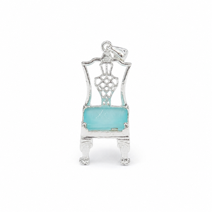 Pendentif unique en calcédoine bleue, design chaise en argent sterling 925, bijou artisanal en pierres précieuses, cadeau pour elle - Product Image 1