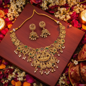 Traditional Gold-Plated Pota Stone & Pearl Set Women's Fine Jewelry Temple Necklace for Bridal Parties-10575296PGR - Product Image 3