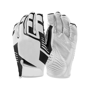 Guantes de fútbol americano de cuero blanco para exteriores, guantes deportivos de dedo completo, antideslizantes, transpirables, con cierre de gancho y bucle, unisex - Product Image 3