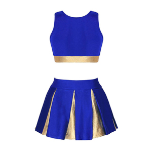 Conjunto de Uniforme de Porristas Personalizado para Niñas y Mujeres, Top Corto sin Mangas, Falda Plisada, Pompones a Juego, Ropa Deportiva - Product Image 4