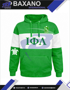 Sudadera con capucha de panel verde y blanco de Iota Phi Lambda Sorority para invierno, con diseño de bordado y ribete, ropa universitaria. - Product Image 4