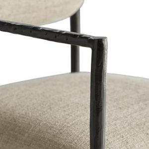 Modern <b>Dining</b> <b>Chair</b> Upholstered Seat and Back Forged Metal Frame Linen Texture Side <b>Chair</b> for Apartment <b>Dining</b> Room - Product Image 4