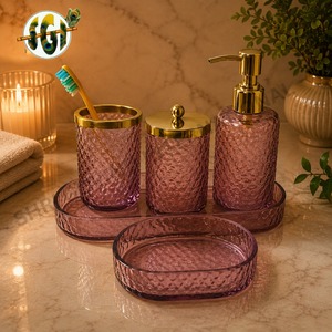 <b>Bathroom</b> <b>Accessory</b> <b>Set</b> made from glass Bath <b>Accessories</b> Soap Dispenser Tumbler and Soap Dish - Product Image 6