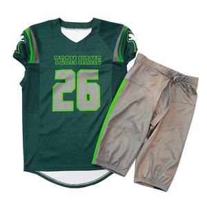 Ensemble maillot et short de football américain personnalisé vert-gris col en V anti-humidité unisexe adulte grande taille - Product Image 2