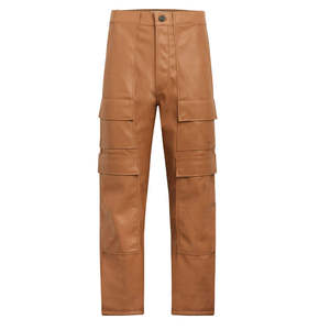 AZORES SPORTS Motorcycle <b>Men</b> Genuine <b>Leather</b> Straight Biker <b>Trousers</b> Winter Lightweight Windproof Breathable Button Fly Plain - Product Image 1