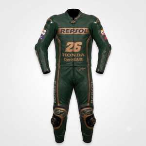 Traje de Carreras Dani Pedrosa MotoCP, Traje de Cuero Completo Premium de Una Pieza para Pista con Rodilleras y Protecciones, Nivel 2 CE - Product Image 1