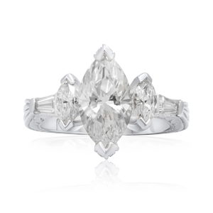1.71 CT <b>Emerald</b> Cut Moissanite Three Stone Engagement <b>Ring</b> 925 <b>Silver</b> Rhodium Plated Party & Gift Jewelry - Product Image 4