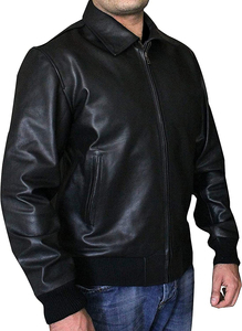 Men Genuine Sheepskin Leather <b>Jacket</b> Black Distressed <b>Vintage</b> Motorcycle <b>Biker</b> <b>Jacket</b> - Product Image 2