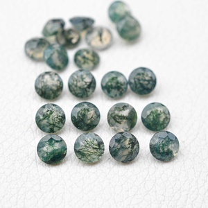Agate mousse naturelle 9mm à facettes ronde coupe pierre précieuse cabochon à dos plat de haute qualité pour la décoration au meilleur prix d'usine en gros - Product Image 2