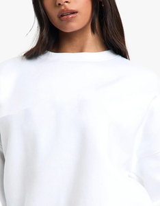 Sweat-shirt oversize pour femme, col rond, 100% coton, épaules tombantes, vert uni, respirant, streetwear, manches longues - Product Image 3