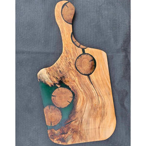 Planche à découper et à servir en bois et résine époxy écologique faite à la main, multifonctionnelle pour la préparation des aliments et des fruits, décoration moderne pour la maison - Product Image 3