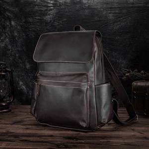 Vintage Genuine Leather 15.6 inch Laptop <b>Backpack</b> <b>Waterproof</b> Travel Rucksack with Anti-Theft Pocket LBP-0352 - Product Image 2