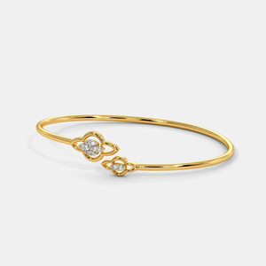 Curved Diamond Wave Gold <b>Bangle</b> <b>Bracelet</b> - Product Image 1