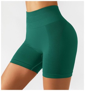 Shorts de yoga sans couture pour femmes, taille élastique, couleur unie, respirants, extensibles dans quatre directions, séchage rapide, effet push-up pour l'abdomen, course et fitness - Product Image 6