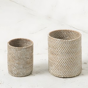Porte-stylos en rotin tressé à la main, ensemble de trousses à crayons pour filles, panier de rangement polyvalent - Product Image 1