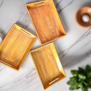 Bandeja de Madera Rectangular Grande con Asas Laterales para Servir Té, Café, Desayuno y Comida en Hoteles y Restaurantes - Product Image 1