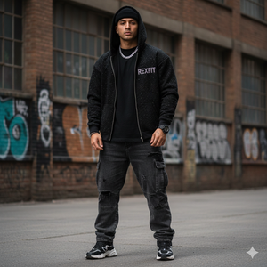 Nouveau style streetwear : Sweat à capuche épais effet délavé, broderie appliquée personnalisée, strass sur toute la surface, fermeture éclair, prix abordables - Product Image 2