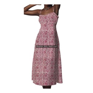 Nuevo Vestido Túnica sin Mangas con Estampado Artesanal y Tirantes Finos para Playa, Proveedor Indio, Vestidos Casuales de Tirantes Finos para Mujer - Product Image 5