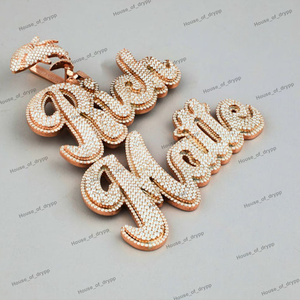 Colgante Personalizado con Nombre Iced Out, Colgante de Letra Bling con Diamantes de Moissanita, Joyería de Plata Estilo Hip Hop, Colgante de Lujo. - Product Image 2