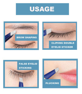 Juego de Pinzas para Cejas y Pestañas, Kit de Belleza Personalizado, Kit de Pestañas Hecho a Mano, Punta Inclinada, Acero Inoxidable, Clásico Negro, Ligero - Product Image 5