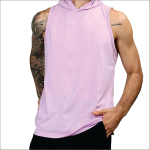 Débardeur à capuche sans manches pour homme, couleur unie, séchage rapide, tricoté, décontracté, pour l'entraînement - Product Image 1