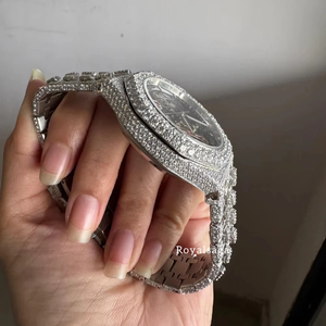 Reloj de Diamantes Moissanite VVS de Alta Calidad para Hombre, Movimiento de Cuarzo, Correa de Acero Inoxidable, Estilo Hip Hop - Product Image 4