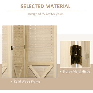 Divisorio Portatile Leggero a 3 Pannelli da 1,37 m in Legno Naturale, Pieghevole, con Design a Pannello Forato per Casa e Ufficio - Product Image 5
