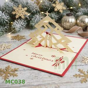 การ์ดอวยพร ANN HANDICRAFT MC038 แบบกำหนดเอง ขนาด A5 ตัดด้วยเลเซอร์ 3 มิติ ป๊อปอัพ ลายนูน 'ขอบคุณ' ธีมคริสต์มาสวีียดนาม สำหรับวันพิเศษ - Product Image 3