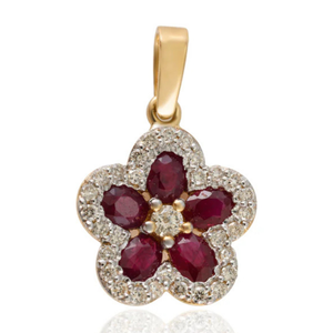 Colgante de Flor de Cerezo con Rubí y Detalles de Diamantes en Oro de 18K - Product Image 1