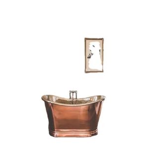 Bañera Ovalada Independiente de Cobre Martillado con Borde Metálico, Acabado Níquel Pulido para Baño en Casa - Product Image 2