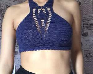 Nuevo Top de Bikini Sólido Hecho a Mano con Encaje, Sujetador de Natación Triangular, Top Corto de Playa con Logotipo en la Cintura para Traje de Baño de Resort, 1 Pieza - Product Image 5