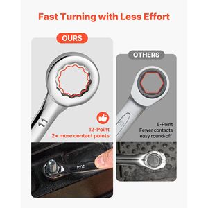 Set di chiavi combinate metriche SAE da 42 pezzi, a 12 punte, con estremità a bussola angolata a 15 gradi e apertura a rotella - Product Image 3