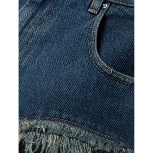 Women's 100% High <b>Waist</b> Denim Jean Shorts with Frayed Hem Summer Casual Essentials Plus Size Available Breathable Design - Product Image 5