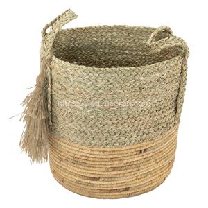 Ensemble de 3 paniers de rangement multifonctionnels en jonc de mer tissés à la main de style bohème organisateur de bureau durable vente en gros - Product Image 6