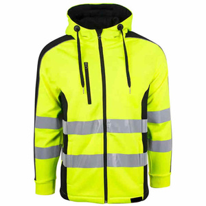 เสื้อแจ็คเก็ตสะท้อนแสงสำหรับทำงาน สีเหลืองสะท้อนแสงสำหรับผู้ชาย พร้อมฮู้ดและแถบสะท้อนแสง - Product Image 6