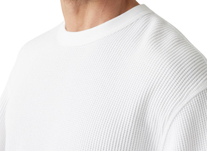 <b>Men's</b> <b>White</b> Waffle Knit Flannel Thermal <b>Long</b> <b>Sleeve</b> O-Neck Casual Sporty Printed Breathable Pullover <b>Shirt</b> SIRIUS SPORTS - Product Image 5