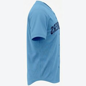 Custom Baseball Jersey Men's Light Blue <b>Short</b> Sleeve V-Neck Button Front Embroidered Logo <b>Mesh</b> Polyester Breathable Regular Fit - Product Image 3