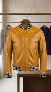 <b>Men</b> Casual Leather Look Jacket Fashion Outerwear Durable Zip Up Coat for Winter Streetwear and Bulk Wholesale Distribution - Product Image 2
