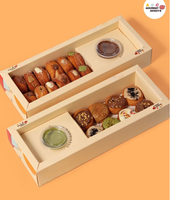 Emballage de boulangerie écologique personnalisé Emballage de biscuit de boulangerie de sushi gâteau pâtisserie boîte d'emballage en papier brownie avec sauce trempette