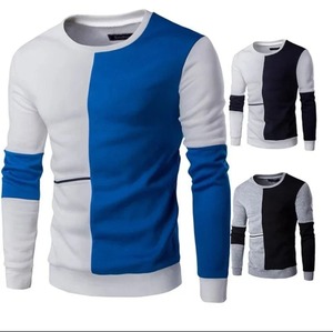 Pull en maille pour homme à col rond et manches longues, style color block, streetwear décontracté - Product Image 1