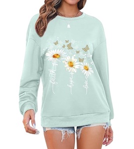 Nouveau design de luxe, sweat-shirt en coton pour femme à manches longues, col et épaules tombantes, imprimé, confortable, décontracté, hiver, imprimé personnalisé - Product Image 1