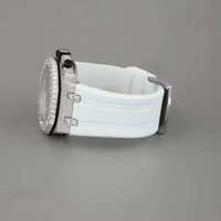 Montre unisexe de luxe en acier inoxydable, cadran ajouré, bracelet en silicone argenté, mouvement à quartz analogique, boîtier de 46 mm, fermoir à boucle, vintage, étanche